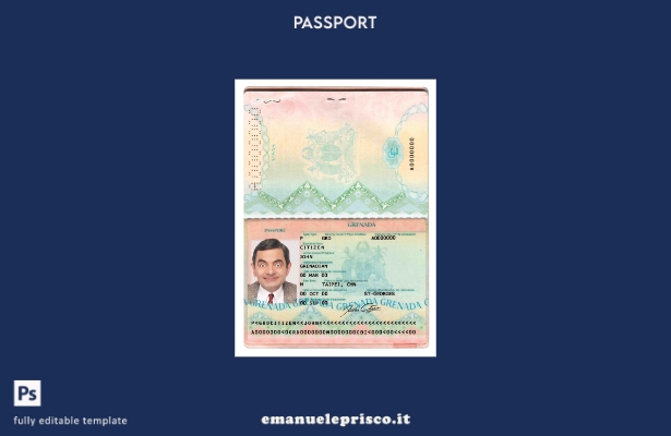 modello di passaporto Grenada in stile verificato